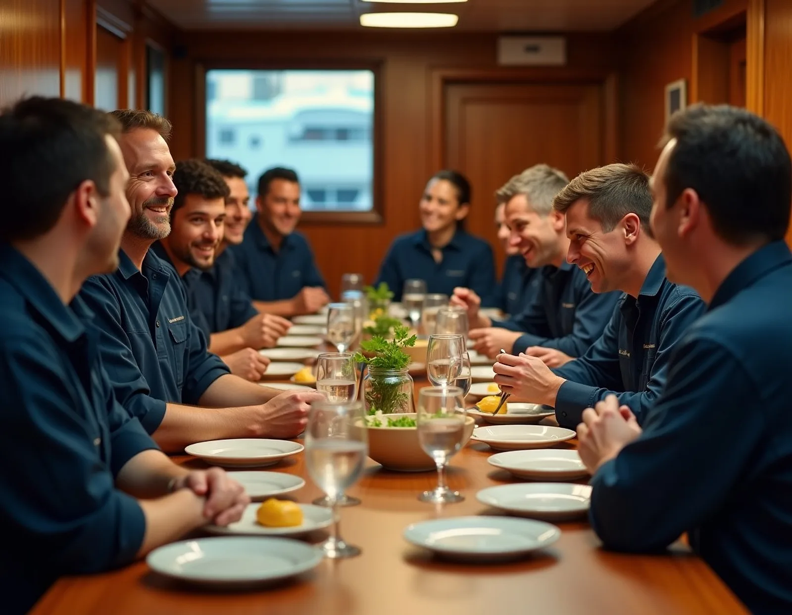 Crew in the mess room